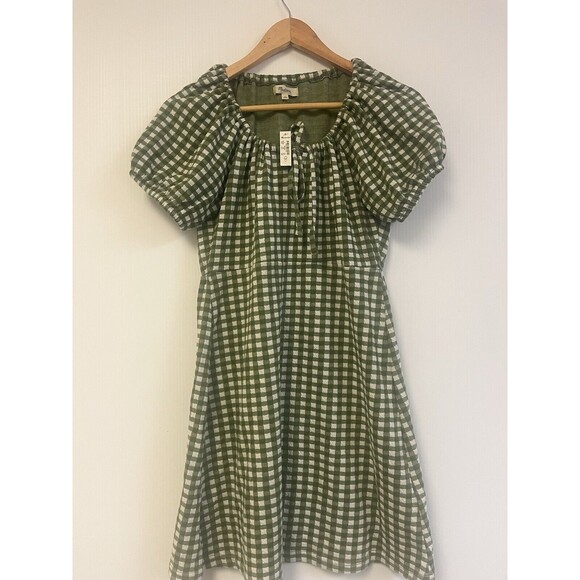 NEW Madewell Jacquard Puff-Sleeve Mini Dress in Gingham Check‎ Size S - Picture 6 of 10
